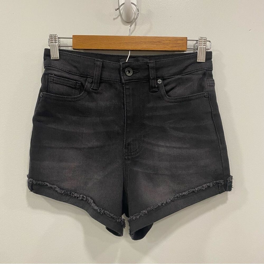 KENDALL+KYLIE 25 Drifter Black Denim High Rise Jean Short 2.5” Kardashian Grunge